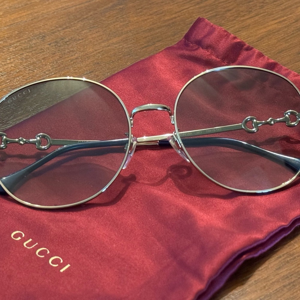 GUCCI GG0881SA-003 Womens Sunglasses Gold Metallic Navy/Green Blue Gradient 59mm